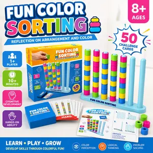 Color Sorting Stacking Game for Kids, Fun Puzzle Challenge Toy, Educational Brain Training, Family Party Board Game, Focus & Logic Skill Toy Ages 8+