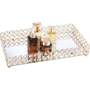 Large  Perfume Tray  Makeup Vanity Tray  Trinket Ring Earring Display Organizer Decorative  Care Storage for  Decoration Dresser Countertop(13.7 x 7.87 inch)