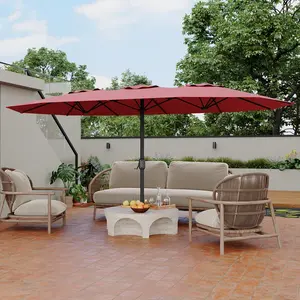 15FT Double-Sided Patio Umbrella with Base – Expansive Shade for Outdoor Comfort