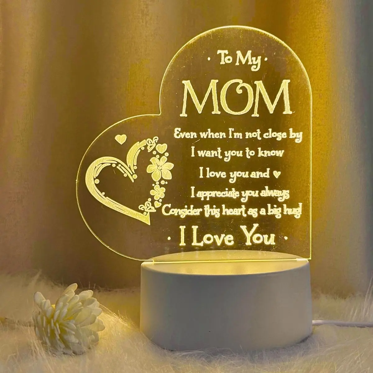 Letter & Heart Pattern Acrylic Night Light, USB Rechargeable Desktop Decorative Lamp, Novelty Lighting for Home Bedroom Living Room, Led Light, Heart Shape Light, Led Light Letters, Led Decoration Lamp