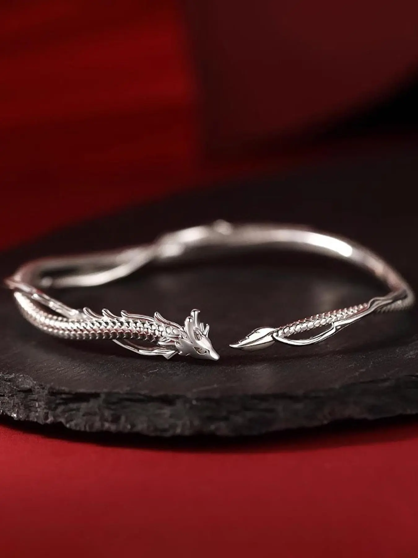 Vintage Dragon Cuff Bracelet, Adjustable Zinc Alloy Bangle, Open Cuff Bangle, Unisex Casual Jewelry, All-Season Accessory, Plain Design, Adjustable Bracelets