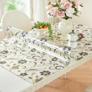 LovePads Floral Table Protector 42 x 60 Inch, 1.5mm Thick Plastic Table Cover, Waterproof Vinyl Tablecloth Rectangular Desk Protector Mat for Kitchen, Dining Room & Coffee Tabletop