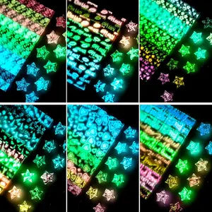 1260 Sheets Luminous Glow in Dark Origami Lucky Star Paper Strips, 6 Unique Designs, Perfect for DIY Handmade Craft, Crafting & Creative Projects