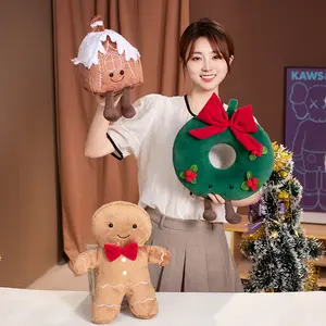 Soft-Touch Polyester Gingerbread Man Doll Ornaments - Skin-Friendly, Brown Design, Festive Home Decoration, Ideal Holiday Gift for Family, Suitable for Christmas & Easter Use