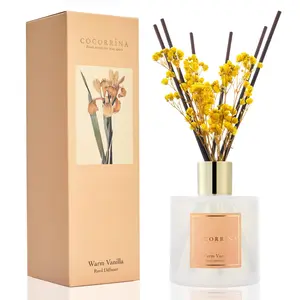 Cocorrína Reed Diffuser - Warm Vanilla Scented Diffuser with 8 Sticks Home Fragrance Reed Diffuser for Bathroom Shelf Decor