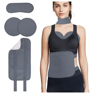 4-piece castor oil bag is suitable for chest, neck and abdomen, reusable compressed castor oil bag abdomen, adjustable elastic band flannel cotton machine washable oil leak proof grey Shapewear Womenswear Compression Abdominal Binder Compression