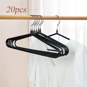 BePatio 15.7" Heavy Duty Metal Suit Hangers 20 Pack, Wire Rubber Coated Hangers, No Shoulder Bumps, Space Saving Clothes Hangers for Sweaters, Coat, Shirts, Skirt, Jackets, Black
