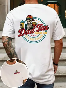 Men's Regular Fit Skeleton Print Round Neck Tee, Classic Casual Short Sleeve Crew Neck T-shirt for Summer, Fashion Men's Top for Daily Wear, Tropical