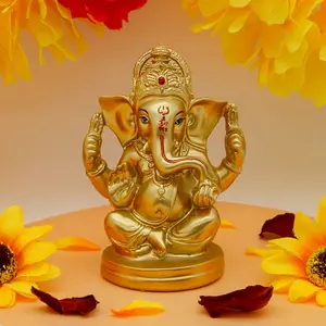 BangBangDa Resin Hindu God Lord Ganesha Idol - Hinduism Religious Pooja Item, Home Office Mandir Temple Decor, Yoga Zen Meditation Altar Gift