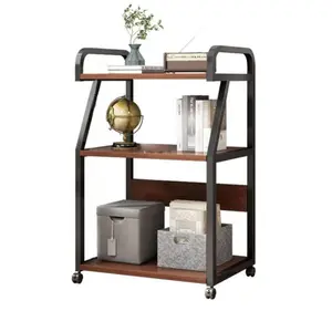 3-Tier Printer Cart with Wheels - Multifunctional Printer Stand with Shelf - Ideal for 3D Printer, Laser Printer or Heat Press - Sturdy Construction - Dark Walnut and Black Color