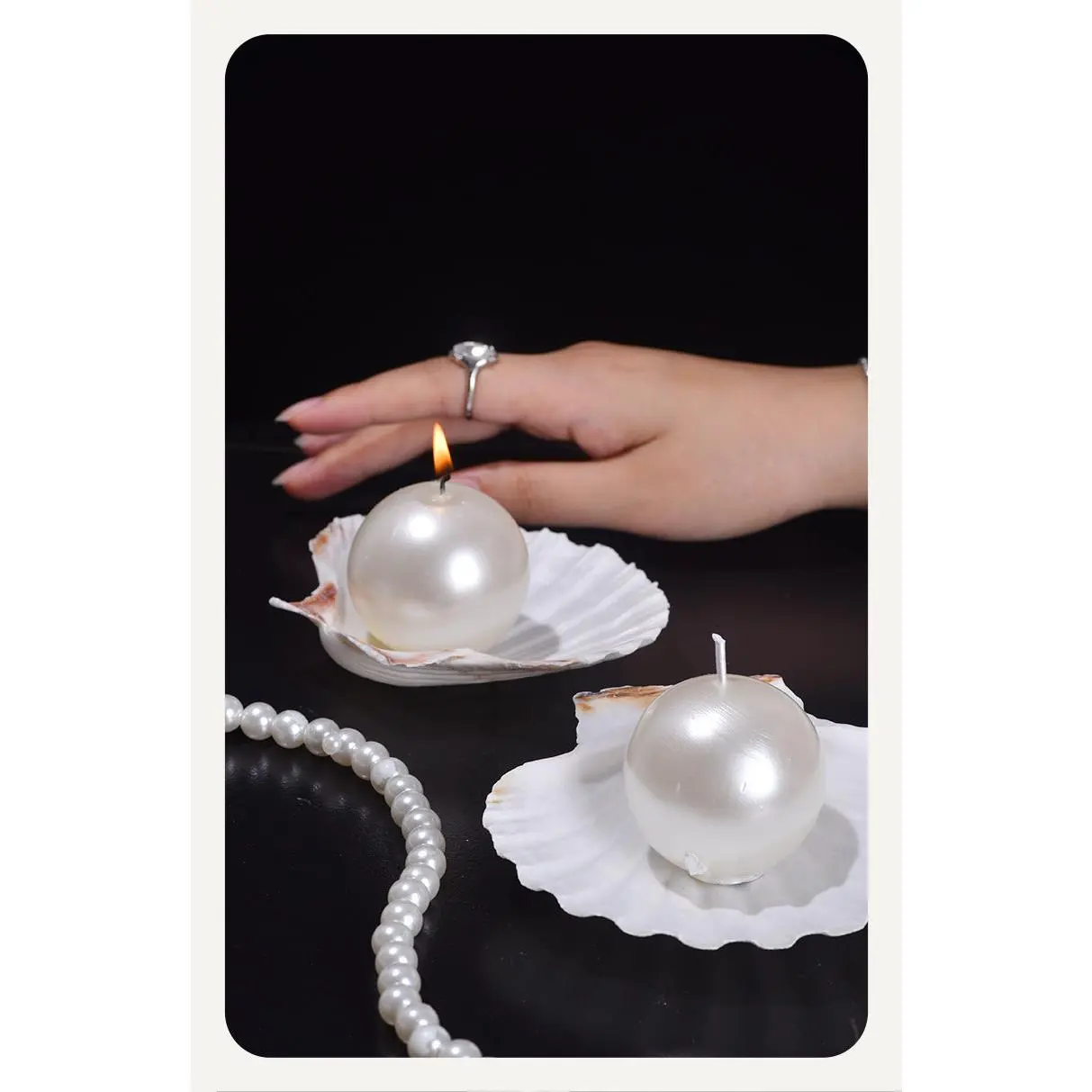 Cozy Pearl-Shaped Candle on Shell, Home Decor Accent, Ideal Gift for Home Supplies Enthusiasts