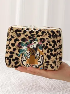 Tiger Pattern Makeup Bag, Makeup Organizer Pouch, Fashionable Cosmetic Storage Bag, Multi-functional Storage Bag, Travel Cosmetic Bag, Suitable for Leisure Travel, Business Trips