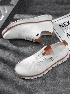 Men's Fashion Breathable Woven Mesh Walking Shoes with Adjustable Laces, Lightweight Casual Outdoor Sneakers for All Seasons