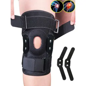 [Adjustable Knee Brace] 1pc Plus Size Adjustable Knee Brace |   Hinged Open Patella Support with Side Stabilizers, Breathable Black Running Knee Pads for Sports & Casual Wear, Comfortable Fit, Secure Fit Design knee stabilizer pad protective 38-48cm