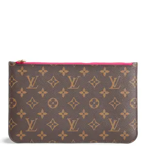 Pre-owned Louis Vuitton Monogram Coated Canvas with Vachetta Leather Trim Clutches & Wristlets Neverfull Pochette Monogram