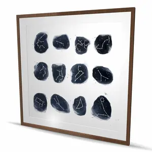 212 MAIN 48x48 in. Wood Framed Matted Constellations Print Wall Art - Vibrant Celestial Stars, Earth, Galaxy, Universe Artwork, Home Decor