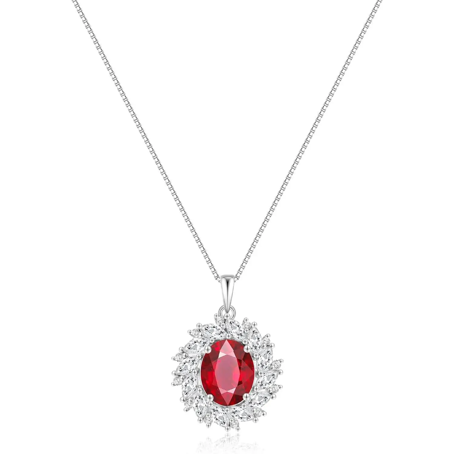 Women's Low Hypoallergenic Sterling Silver Pigeon Blood Ruby Charm Pendant Necklace, Adjustable Choker, Elegant Fashion Jewelry, Wedding Gift Ideas