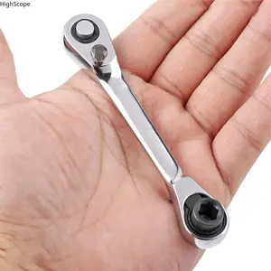 1/4 Inch Silver Mini Double-Headed 72-Tooth Drive Ratchet Wrench - 5-Degree Quick Install Release, Bits Not Included, Tools and Gadgets for Indoor Recreation Equipment