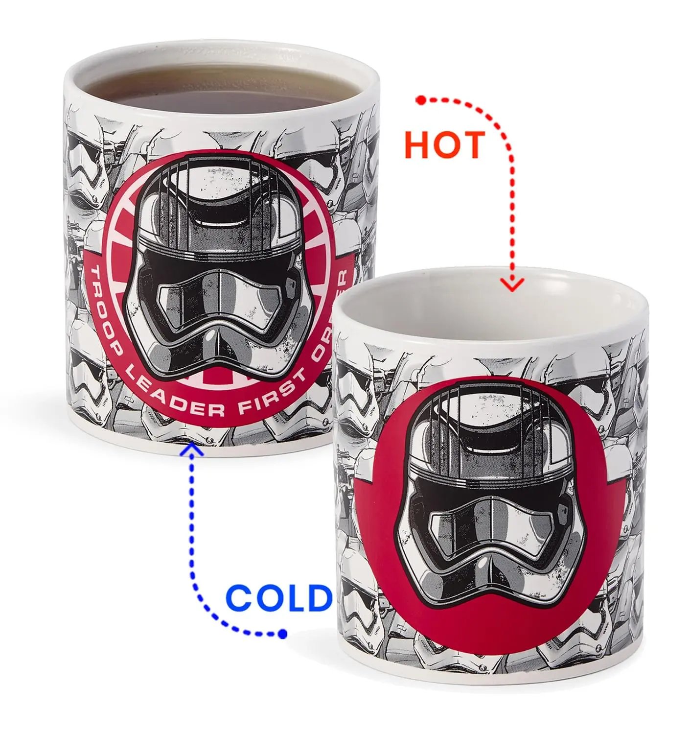 Star Wars Stormtroopers/Troop Leader 11oz Heat-Reveal Ceramic Functional Mug, Science Fiction Fan Decor with Heat Reveals Storm Armor