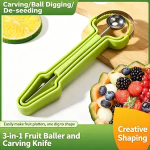 1 Set Multifunctional Fruit Tool Kit, Stainless Steel Melon Baller, Seed Remover, Peeler, Fruit Slicer & Carving Tool, Pulp Separator for Watermelon & Various Fruits, Durable Easy-Clean Kitchen DIY Gadgets