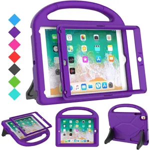 Case for iPad 5th/6th Generation(9.7 inch, 2017/2018), iPad Air 1/2 & Pro 9.7 Case with Screen Protector, Durable Lightweight Cover with Handle Stand for Apple iPad 5/6 Gen, Purple