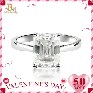 Delzzad 4ct Solitaire Prong Ring Octagon Synthetic Moissanite S925 Ring Band Jewelry Perfect Engagement Anniversary Christmas Gift for Men Women Wedding Set