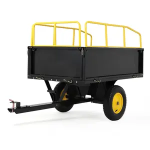 Garvee Heavy Duty Lawn Mower Trailer and Utility Garden Cart, 750 Lb Capacity, 17 Cu.Ft Steel Dump Cart with Removable Sides for ATVs, UTVs, and Lawn Garden Tractors