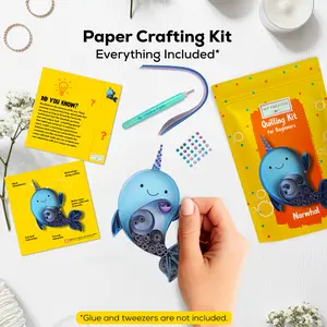 Narwhal Paper Craft Kit - Beginner Quilling DIY Craft, On-the-Go Activity