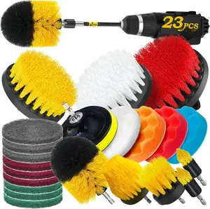 23Pack Drill Brush Attachments Set, Scrub Pads & Sponge, Buffing Pads, Power Scrubber Brush with Extend Long Attachment,  Polishing Pad Kit,Cleaning SuppliesMasonry Brushes,Scratch Brushes
