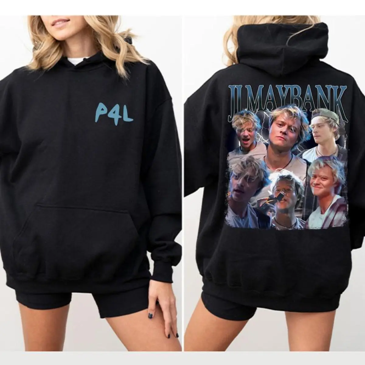 Men's JJ Maybank P4L Vintage Hoodie & T-Shirt - OBX Outer Banks Inspired Unisex Baggy Loose Graphic Sweatshirts, 100% Cotton Crewneck Pullover, Soft Comfy Vibe Print Top for Fans, Rudy Pankow Aesthetic Casual Fall Menswear