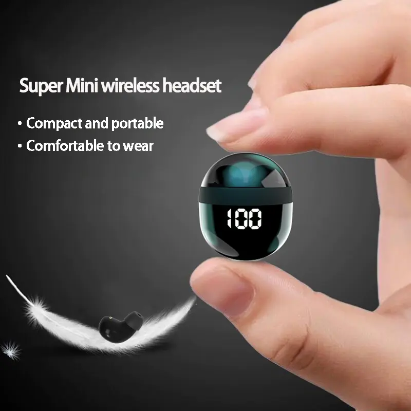 MSHUKCOE Invisible Mini Wireless Bluetooth Earbuds - Electronic Audio In-Ear Headset with IPX5 Waterproof, Stereo Sound, Universal Ear Fit, Charging Cable Port