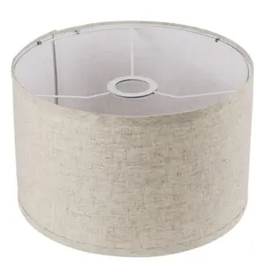 11"x11"x8" Assembly Required Lampshade for Floor Lamp, Table Lamp, Bedside Lamp, Fabric Drum Lampshade Classic Modern Style, Spider Fitter, Linen - Beige