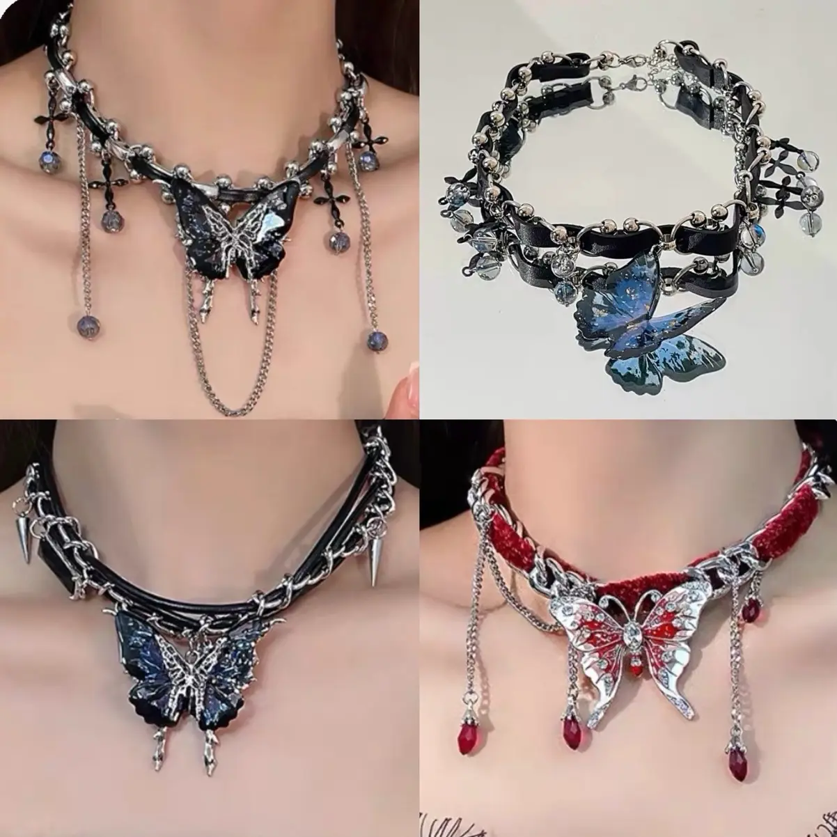 Heavy Industry Butterfly Collar Necklace Clavicle Chain Jewelry Role Playing Props Halloween Props