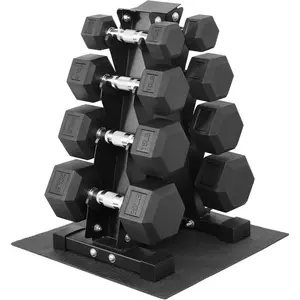 Rubber Coated Hex Dumbbell Set with Storage Rack, 100/150/200/550 LB Hand Weight Set with Anti-Slip Grip for Home Gym