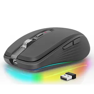 M303 Dual Mode Rechargeable Wireless Mouse, Compact Design with Colorful Lights, Silent Keys, Ideal for Gaming and Office, PC Laptop Compatible