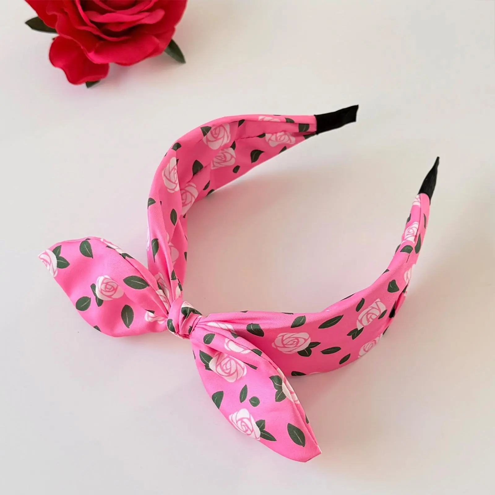1PC Women's Fuchsia Pink Headband Set (Leopard/Rose/Heart Polka Dots) - Large Bow Decor Hair Accessories, Trendy Cute For Daily