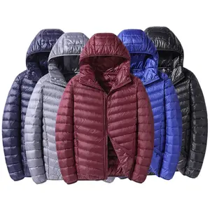 Men's Lightweight Hooded Down Jacket Short Coat Zipper Warm Windproof Autumn Winter Casual Versatile Outdoor Overcoats