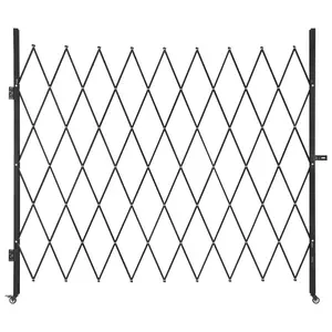 VEVOR Single Folding Security Gate, Lockable Scissor Gate with 360° Swivel Casters, Outdoor Barricade Steel Retractable Gates, for Entry Security, Garage, Warehouse & Pool, 86.61 x 86.81 in (W x H)