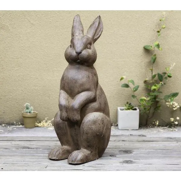 Glitzhome Sweet Standing Bunny Lawn Garden Statue