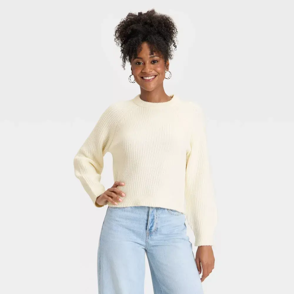 Women's Cozy Knit Crewneck Pullover Sweater - Polyester, Spandex, Viscose Fabric Garment for Universal Wear