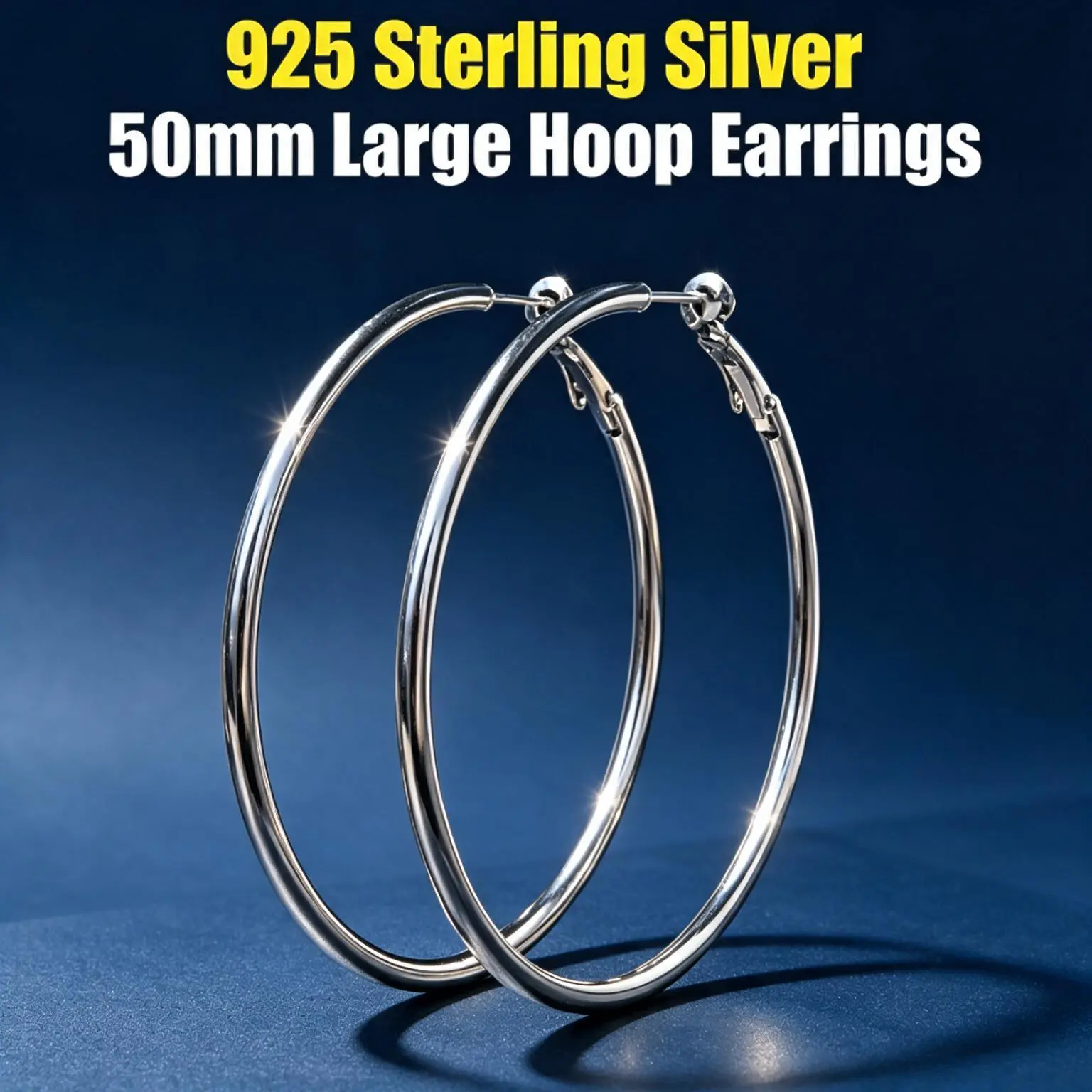 Women's 925 Silver-Plated Lightweight Hypoallergenic Thin Bold Hoops Earrings, Daily Unisex Gold-Tone Large Hoop Earrings for Fashion Accessory Enthusiasts