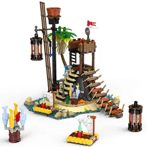 Interactive Pirate Watchtower Building Blocks, Detailed Brick Model for Display & Play