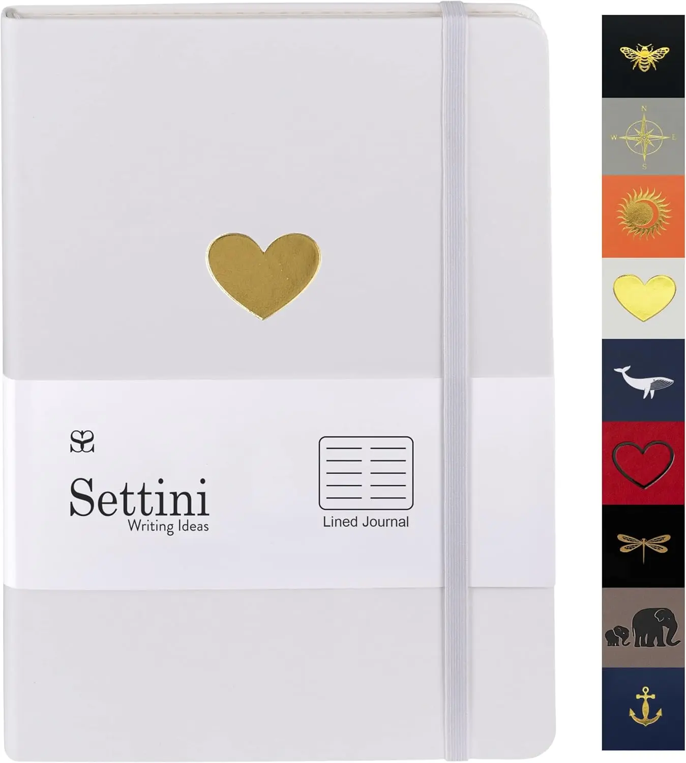 SETTINI® Lined Vegan Leather Journal A5 192 Pages, White Heart