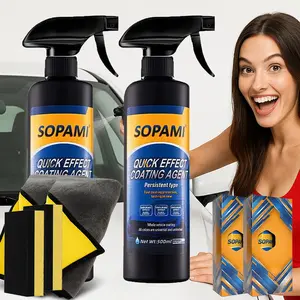 SOPAMI Quick Effect Coating Agent 16.9 fl oz Waterless Ceramic Coating Car Wax Detail Polish Cleaner for Boat Glasses & Cars Body Window Glass Headlight Quick Shine Restoration Kit 500 ml