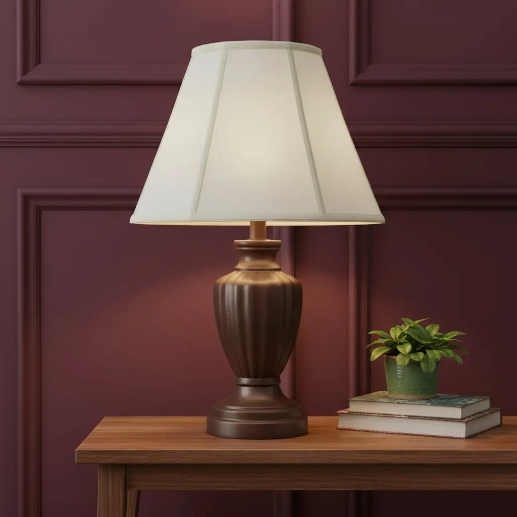 HomeRoots 654727 Traditional Empire Single Linen Lamp Shade - 9x12x12 in. Solid Color Eggshell High-Quality, Piped Detailing, Spider Attachment, Indoor Diffused Light for Bedroom, Living Room (Lamp Covers & Shades)