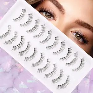 10 Pairs 3D Doll Natural Cross Eyelashes, Eyelashes Extensions, Hypoallergenic DD Curl, 6-9mm & 13-15mm Length, Transparent Stem, Invisible Extension for Enhanced Eyes, Daily Light Makeup