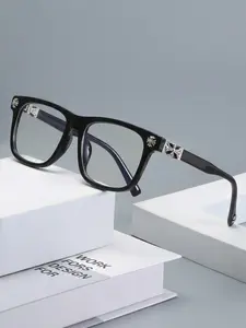 VIOLA MAG Retro Square Blue Light Blocking Glasses, Frame with Cross Decoration