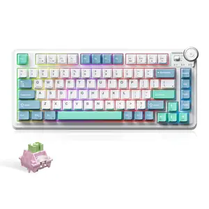 MK75 Wireless Keyboard, 81 Key Gasket Structure Keyboard with RGB Backlight, Universal Rechargeable Keyboard for Tablet & Laptop, RGB Backlit Keyboard