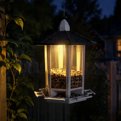 Birdream Solar Powered Bird Feeder for Outdoors Hanging, 1-Min Easy Setup (Assembly Required), Garden Finch Feeder for Outside Cardinals Chickadees, Finch Feeders For Outside, Garden Bird Feeder
