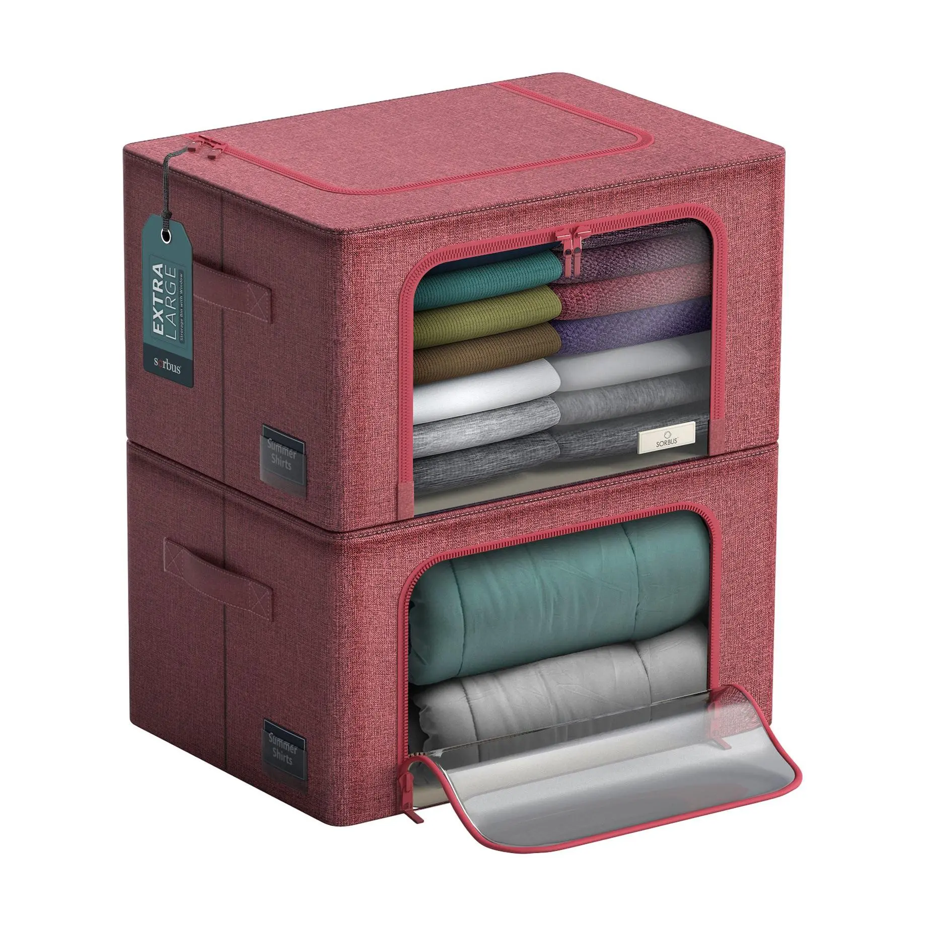 Sorbus 2 Large Foldable Storage Box Organizers